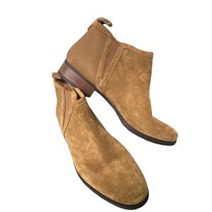 Ugg Booties Suede And Pebbled Leather Tan  Size 11